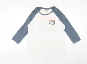 Victoria's Secret Pink Women's L T-Shirt, White/Blue, Casual - Picture 1 of 12