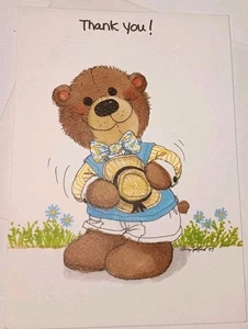 Unbenutzte Suzy's Zoo Danke Grußkarte & Umschlag süß Teddy Bär innen leer - Bild 1 von 5