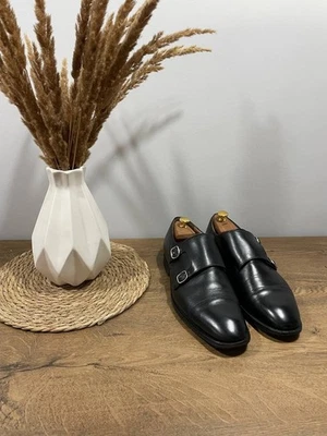 Church's черный двойной Monkstrap Brogues мужской размер Великобритании 9 США 10 EUR 44 подержанные - Изображение 1 из 4
