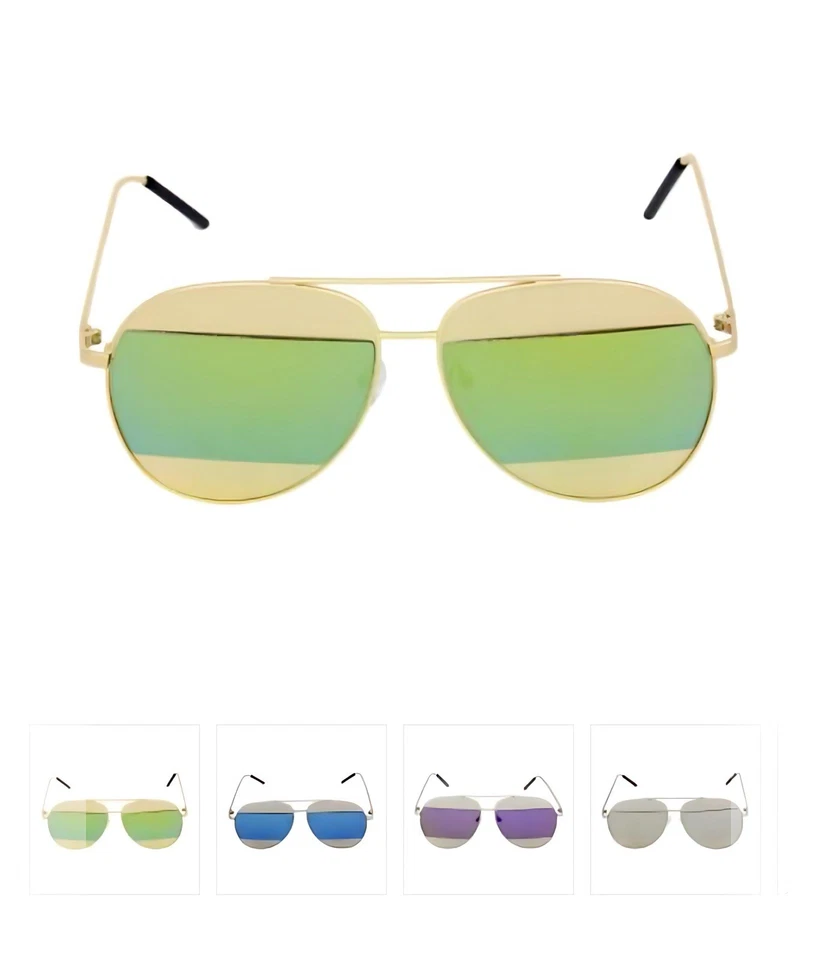 Ретро зеркальные линзы металлические солнцезащитные очки - гладкий, стильный, унисекс - Изображение 1 из 1