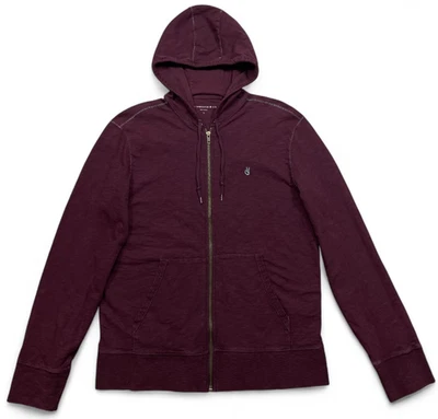Sudadera con Capucha John Varvatos Star EE. UU. Para Hombres L Roja Púrpura Cremallera Signo de la Paz Algodón Sudadera Foto 1 de 4