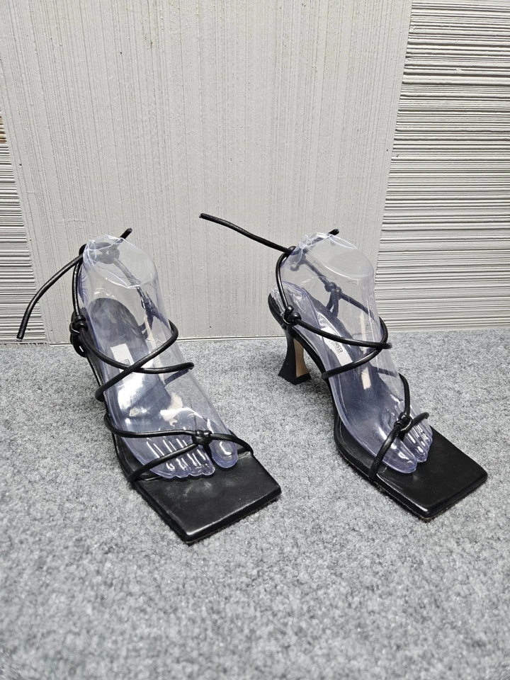 Sandalias Miista para mujer 39 negras de cuero con punta cuadrada elegantes clásicas Foto 1 de 4