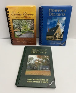 Lot of 3 Spiral Cookbook Recipes Cedar Grove Nursing Home & Baptist Church - Imagen 1 de 15