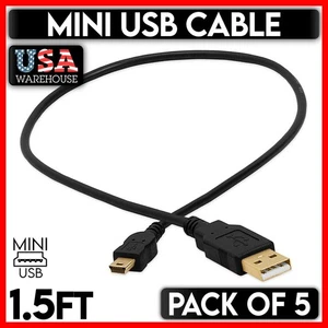 5 Pack Mini USB Cable 1.5 Feet  A to B USB Cord Data Sync Charge GPS POS Machine - Picture 1 of 6