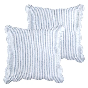 Martha Stripe Blue Euro Sham Set di 2 - Levtex Home - Foto 1 di 3