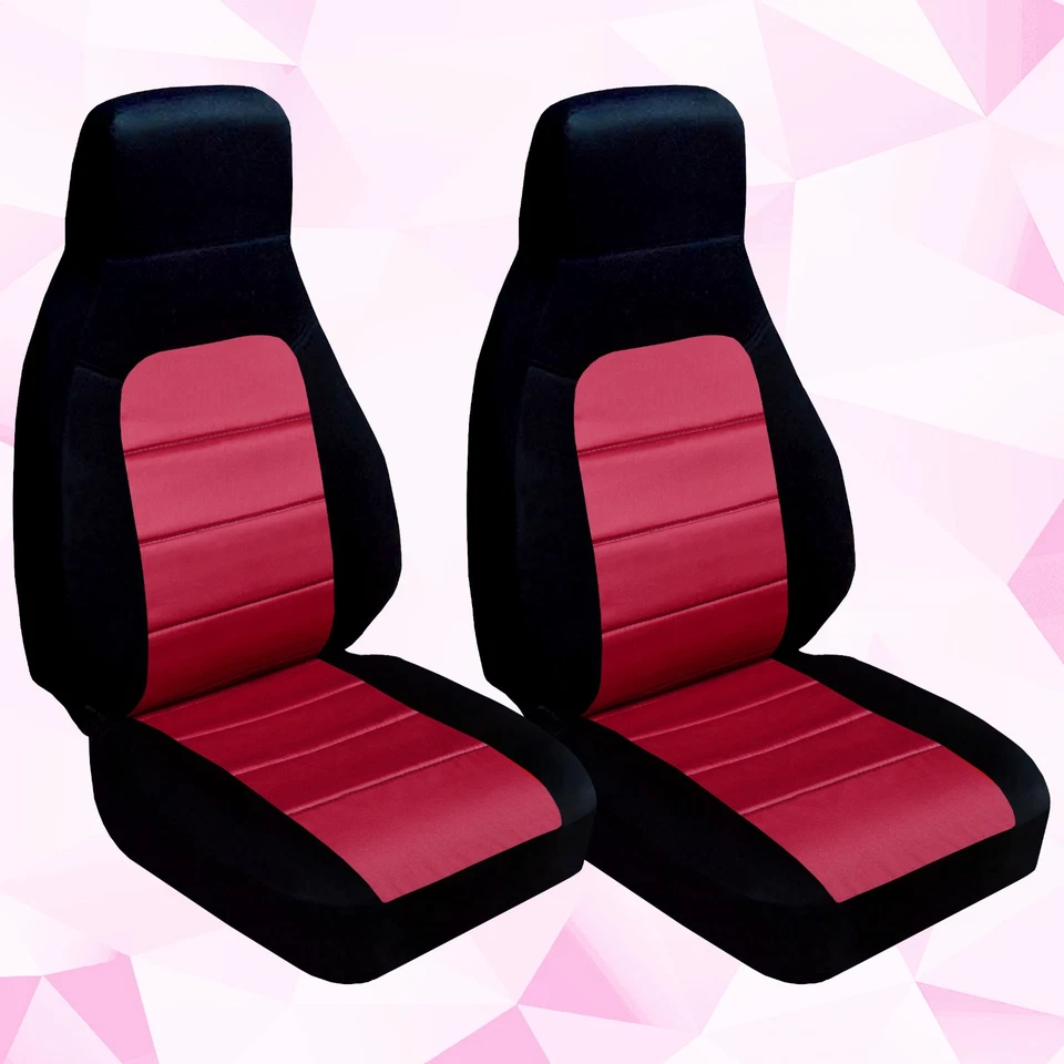 Bonitas fundas de asiento delanteras negras algodón borgoña para Mazda MX-5 Miata 2006-2012 Foto 1 de 1