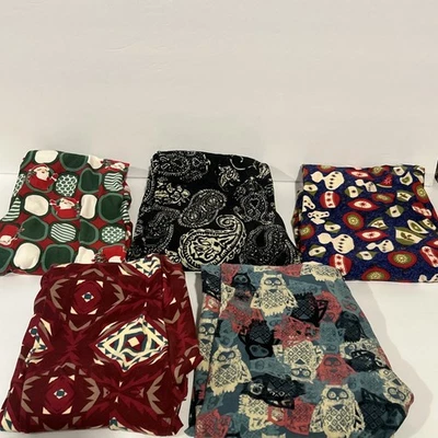 Lot Of 5 LuLaRoe Womens One Size Leggings-Christmas, Paisley, Owls! OS GUC - Image 1 of 4
