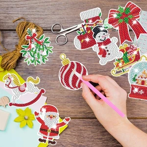 Christmas Rhinestone Painting Kits 12 Pcs-DIY Acrylic Diamond Art Holiday Decor - Picture 1 of 8