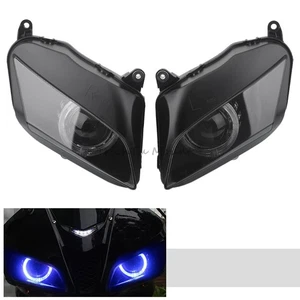 Fully Blue Angel Eyes Assembled HID Projector Headlight For 07-12 Honda CBR600RR - Picture 1 of 20