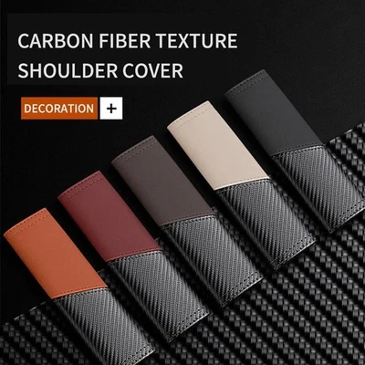 2 PIEZAS Cubierta de cinturón de seguridad de coche de fibra de carbono Almohadilla de hombro Protector Accesorios Foto 1 de 4