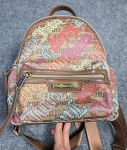Juicy Couture brown & pink Repeat Logo Multicolor Mini Backpack Purse - Picture 1 of 12