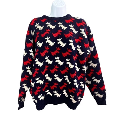 Suéter De Colección Nordstrom Lana Pura L/XL Escocia Scottie Perro Tejido Negro Novedad 42 Foto 1 de 4