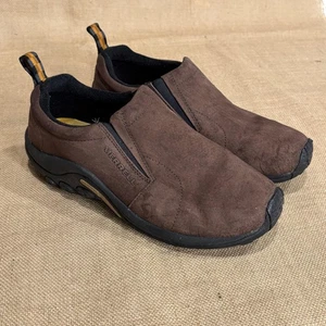 Scarpe Merrell Jungle Moc Uomo 10.5 Marrone Cioccolato Scamosciato Slip On Escursionismo Lavoro - Foto 1 di 13