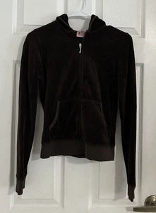 Juicy Couture Velour Hoodie Chocolate Brown Size M Girls - Picture 1 of 6