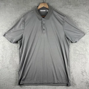 Perry Ellis Portfolio Gray Striped Polo Shirt Mens Large Short Sleeve - Picture 1 of 11