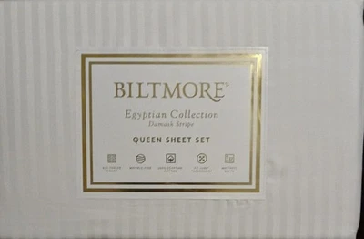 Biltmore: 100% Egyptian Cotton, Queen Sheet Set, 625 Thread Count, Damask Stripe - Image 1 of 3