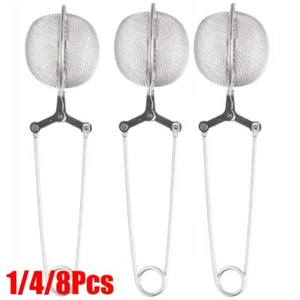 1/4/8 Pack Tea Mesh Stainless Ball Shape Tea Infuser Steel Strainer with Handle - Picture 1 of 9
