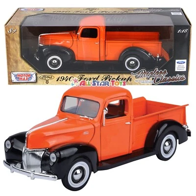 1940 FORD PICKUP TRUCK ORANGE 1/18 DIECAST MODEL CAR MOTORMAX 73170 - Image 1 of 4