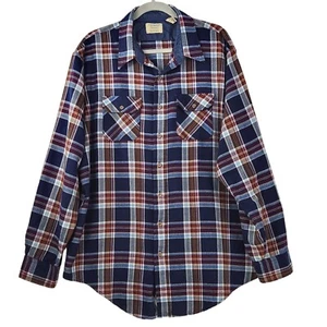 Vintage Sears Mens Shirt Size 2XL Red/Blue/White Plaid Long-Sleeved Button-Down - Picture 1 of 12