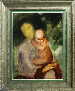  Ölgemälde Gemälde Portrait Mutter Kind Eberhard Gildemeister Norddeutsch - Bild 1 von 7