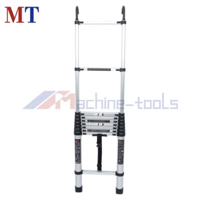 MACHINE-TOOLS 12.5 FT Collapsible Telescopic Extension Ladders Aluminum With Hooks 330lbs