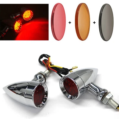 Bullet LED Turn Signals Red Blinker For Harley Davidson Dyna 2007 2008 2009 2010 - Image 1 of 4