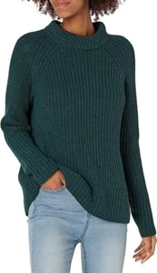 Goodthreads Sweater L Pine Heather Relaxed Fit Cotton Shaker Stitch Mock Neck - Picture 1 of 6