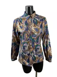Blusa para mujer Rhodes California con botones manga larga camisa cachemira vintage años 70 - Imagen 1 de 5