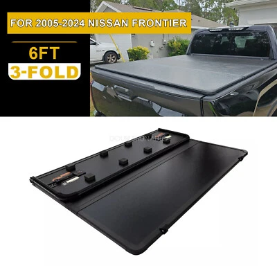 6FT Hard Tonneau Cover Truck Bed Tri-Fold for 2005-2025 Nissan Frontier - Image 1 of 4