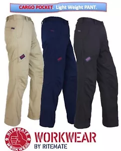 RITEMATE - UNISEX LIGHT WEIGHT CARGO MENS WOMENS WORK PANT TROUSER - RM8080 - Picture 1 of 9