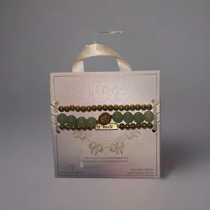 beloved + inspired Luck Bracelet Set Natural Green Aventurine Beads Stretch - Picture 1 of 4