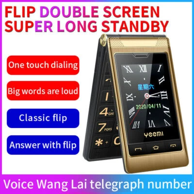 Unlocked Dual SIM Loud Sound FLIP Double Screen Super Long Standby Mobile Phone - Image 1 of 4