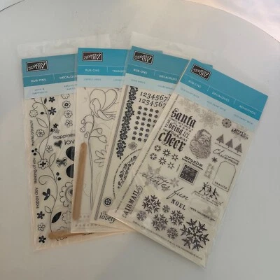 Stampin' Up! Rub-Ons Lovely Lines, Love Birds, Love & Happiness, Old Saint Nick Foto 1 de 4