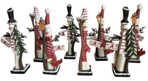 Alabama Crimson Roll Tide Wooden Snowman Ornament holding a Sign Lot Collegiate - Picture 1 of 3