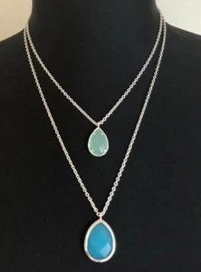 Chloe + Isabel Double Strand Silver Tone Blue Pendants Convertible Necklaces - Picture 1 of 8