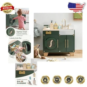 Interactive Kids Washing Machine Playset with Vintage Green Double-Door Design - Picture 1 of 11