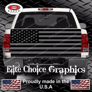 American Flag Black Grey Truck Tailgate Wrap Vinyl Graphic Decal Sticker Wrap - Picture 1 of 1