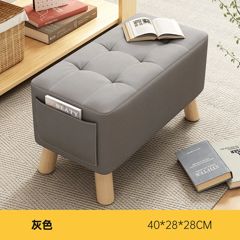 Solid wood small stool, home door shoe changing stool, simple small square stool - Image 1 of 4