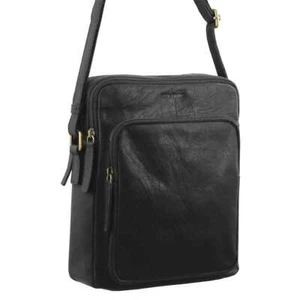 Pierre Cardin Leather Unisex Cross Body Bag in Black - Picture 1 of 3