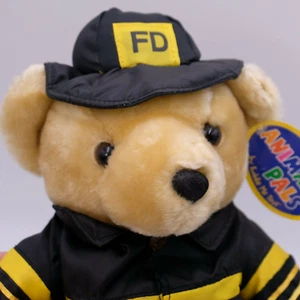 Kellytoy Feuerwehrmann Uniform Teddybär 2002 Kuddle Me Toys 14 Zoll mit Etikett - Bild 1 von 5