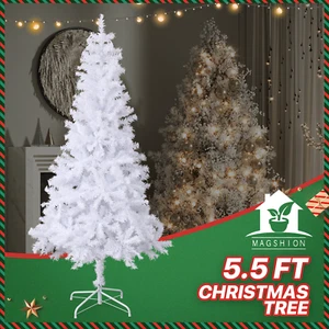5.5 FT Christmas Tree Artificial Metal PVC Leaves Xmas Party Holiday Décor White - Picture 1 of 9