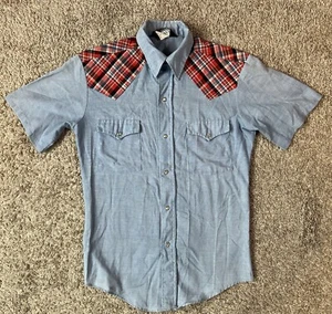 Dude By Cambridge Vintage Short Sleeve Button Up Pearl Snap Rodeo Western Men S - Picture 1 of 6