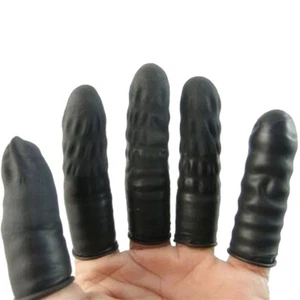 100 Stück puderfreie Latex schützende schwarze Fingerbetten für empfindliche Materialien - Bild 1 von 2