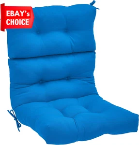 Tufted Outdoor High Back Patio Chair Cushion- Blue - Picture 1 of 12