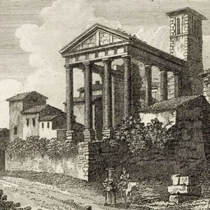 Italie Temple d'Hercule à Cori - Gravure Eau forte originale XIXe - Picture 1 of 3
