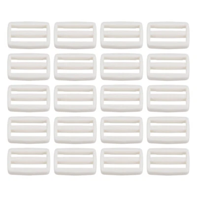 1 Inch Tri-Glide Slide Buckles, 50 Pack Webbing Strap Fastener, White Foto 1 de 4