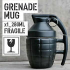 1x Creative Unique Ceramic Hand Grenade Coffee Mug with Lid Black Novelty 280ml