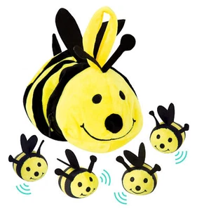 Etna Plush Bees Play Set with Sounds - 5pc Talking Honey Bee Toys - Picture 1 of 6