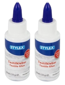 2 x Stylex Spezialkleber TEXTIL Textilkleber Jeans Reparaturklebe 53 g Flasche - Bild 1 von 2