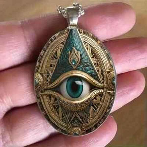 Großer ovaler Evil Eye Anhänger & 18" Halskette KOSTENLOSER VERSAND IN DEN USA! - Bild 1 von 2